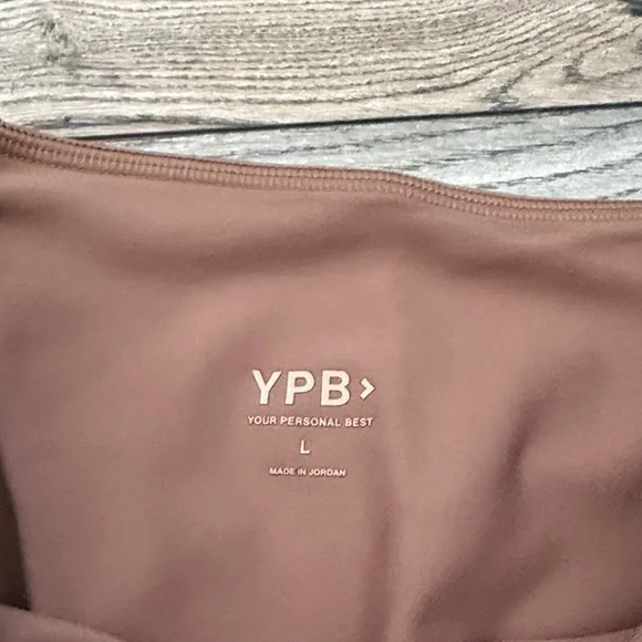 High-Waist Two-Tone Leggings and Crop Tank Set - Brown & Cream - Picture 6 of 7